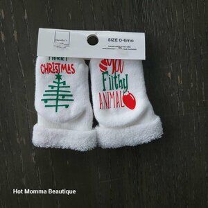 Baby Novelty Christmas Socks Merry Christmas Ya Filthy Animal 0-6M